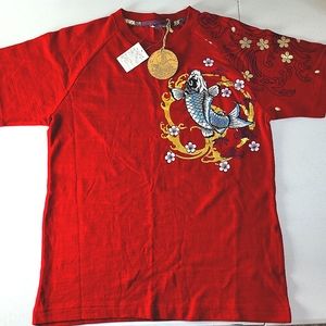 Bullet Noise Limited Edition Custom T-shirt Japanese Embroidered Koi Fish Size M
